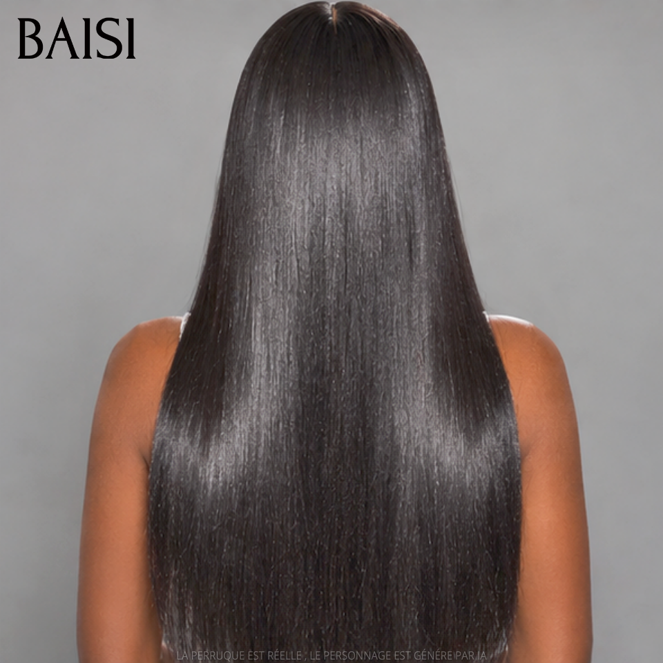 BAISI 13x4 HD lace Perruque Lisse en Noir Sans Colle Lace déjà couper Facile à Porter en 100% Cheveux Humains