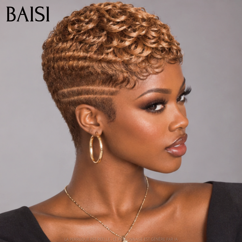 BAISI Full Lace Perruque Pixie Wave Courte Déjà Coiffée Disponible Pour Toutes Couleurs A partir de 159€ La Bombe Trop Magnifique en 100% Cheveux humains