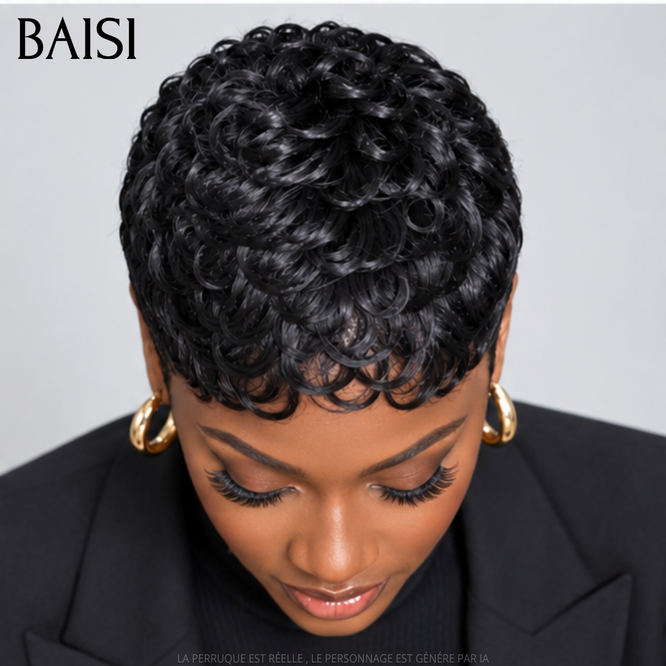 BAISI Full Lace Perruque Pixie Wave Courte Déjà Coiffée Disponible Pour Toutes Couleurs A partir de 159€ La Bombe Trop Magnifique en 100% Cheveux humains