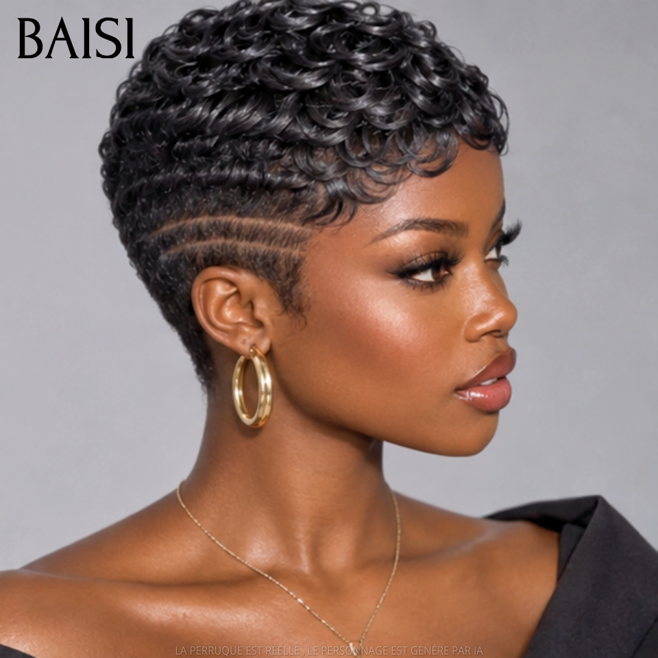 BAISI Full Lace Perruque Pixie Wave Courte Déjà Coiffée Disponible Pour Toutes Couleurs A partir de 159€ La Bombe Trop Magnifique en 100% Cheveux humains