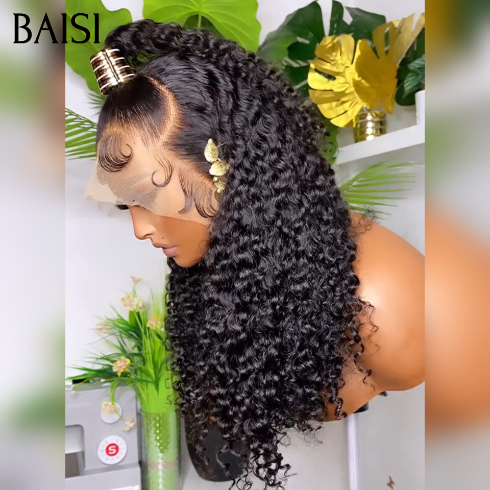 BAISI 13x4 lace Perruque Coiffée Longue Curly Noir 1B# De Luxe Coiffure Classe en 100% Vietnam Hair ou 100% Raw Hair Top Qualité
