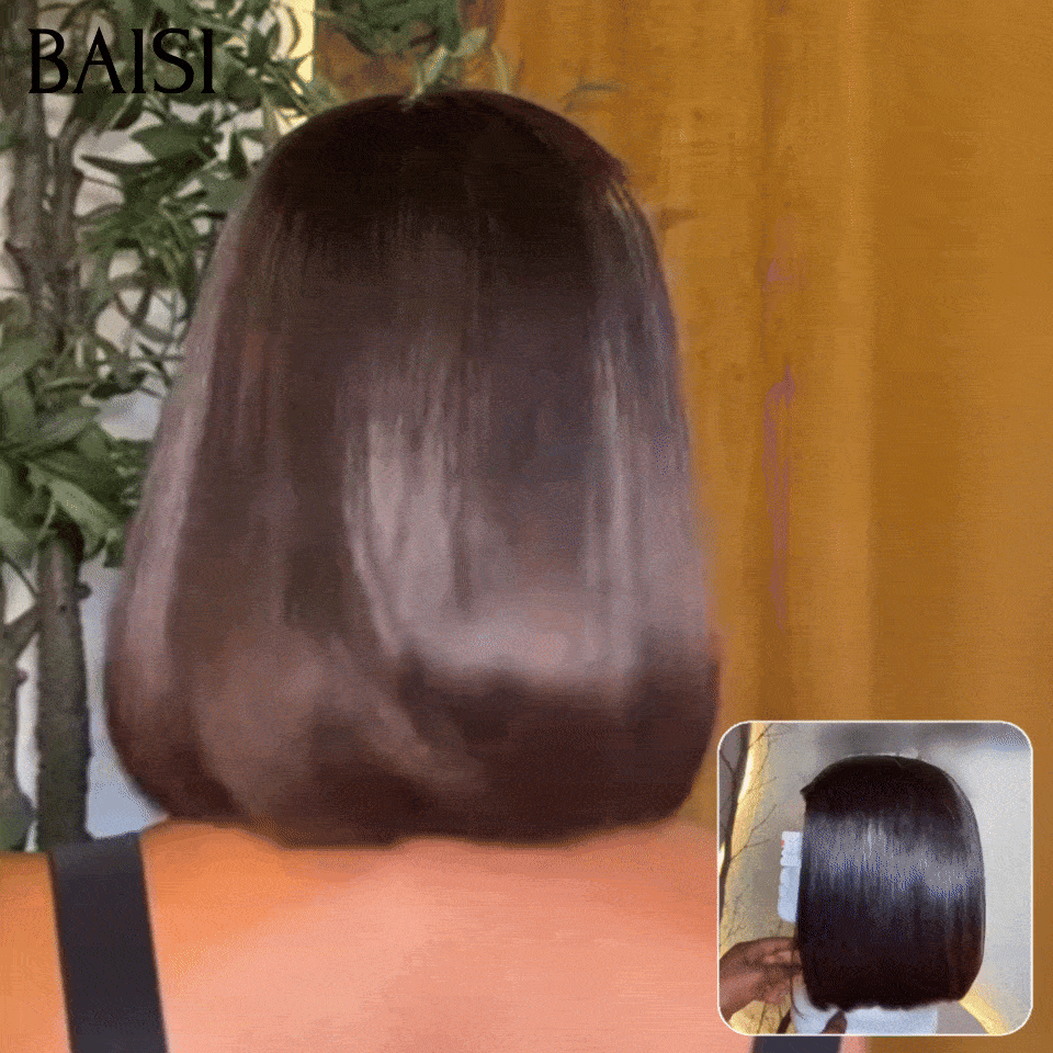 BAISI 2X6 lace Perruque BOB Lisse 98€ de Luxe Haute Qualité Viêtnam Hair Lisse BOB en Couleur Noir en 100% Cheveux Humains FR38