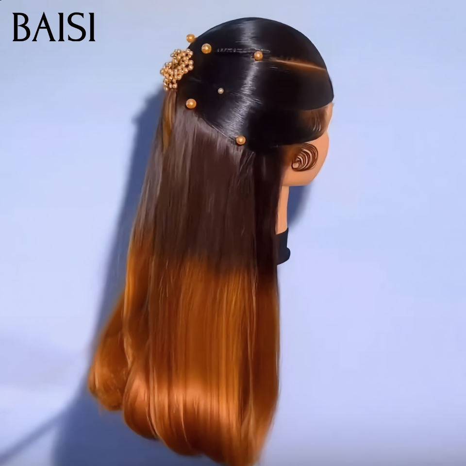 BAISI 13x4 Lace Perruque Coiffée Lisse Couleurs Noir Et Marron 3 Tons 1B/4/30# Prête A Porter Look Parfait en 100% Cheveux humains