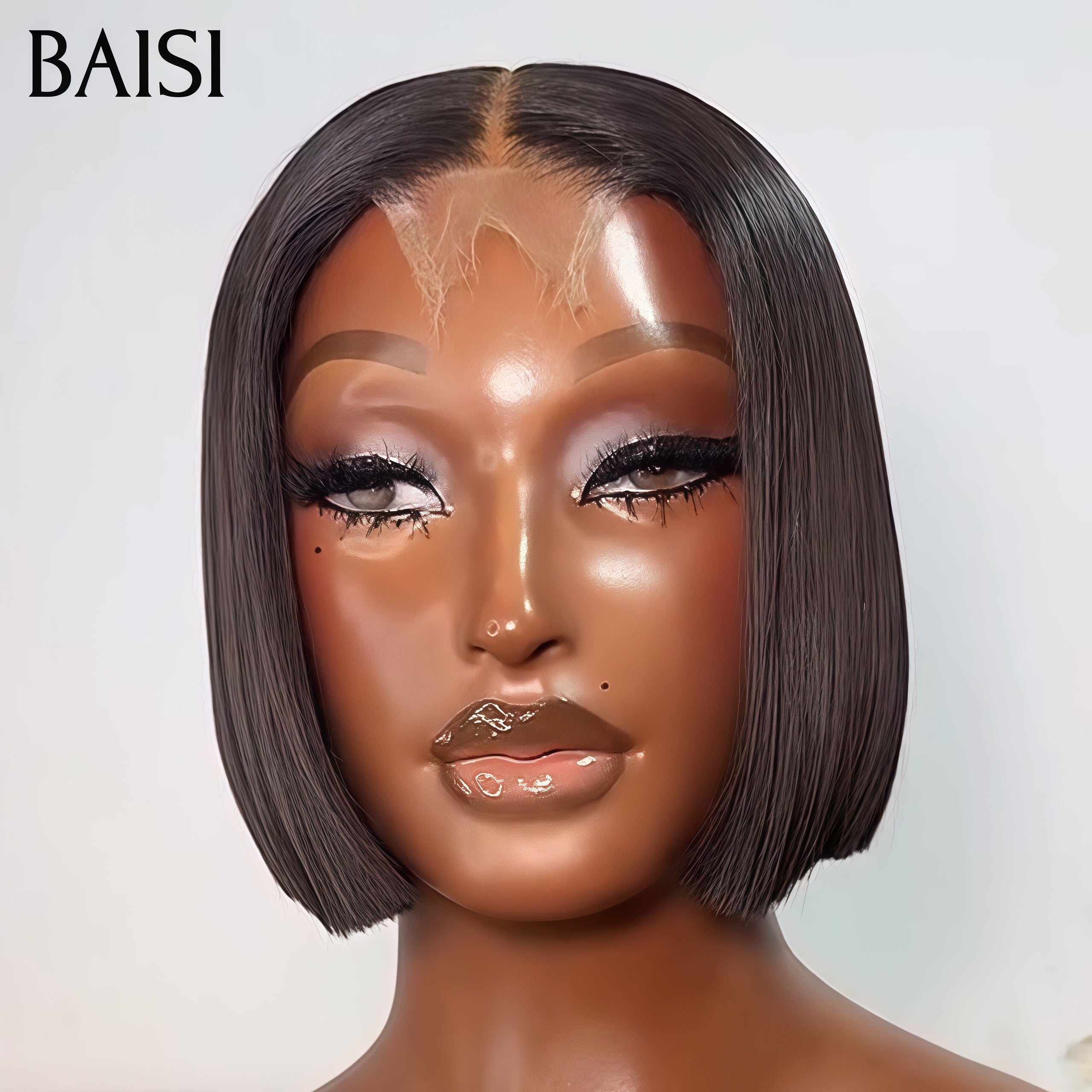 BAISI 2x6 Lace Perruque BOB Lisse 8 Pouces Noir 79€ Ou Couleur Marron dorée 4/33# 95€ Qualité Authentique En 100% Cheveux Humains