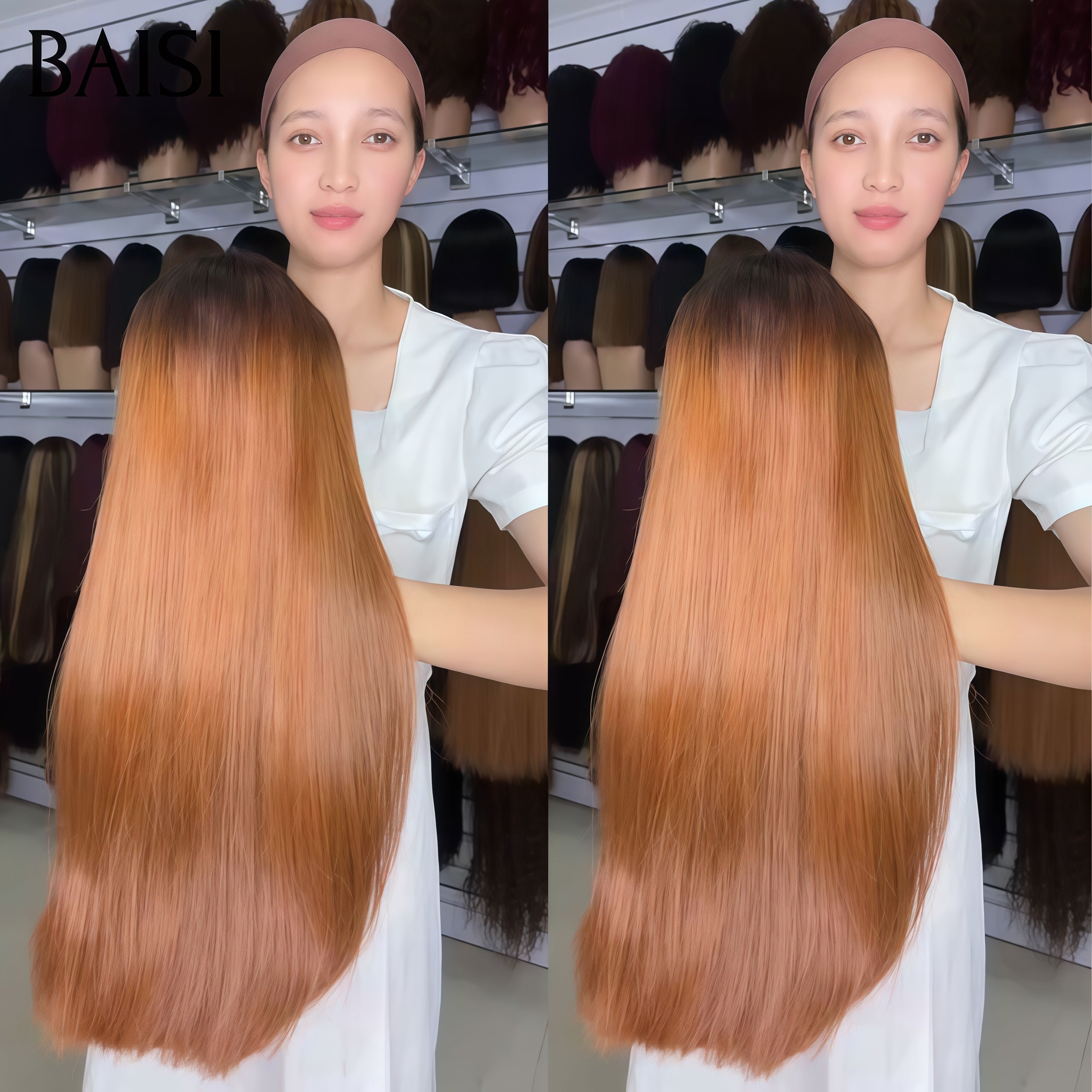 BAISI 2X6 Lace Perruque Lisse 100% Vietnamienne de Luxe en couleur Brune et Noir 1B/30# 250% Densité SDD BONE Straight en 100% Cheveux Humains