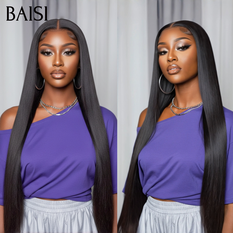 BAISI 13x4 Lace Perruque Lisse 20 Pouces 109€ Ou Bob Lisse avec Frange 8Pouces 59€ Sans Lace Sans Colle en Promo NOIR reçu en 48H En 100% Cheveux Humains