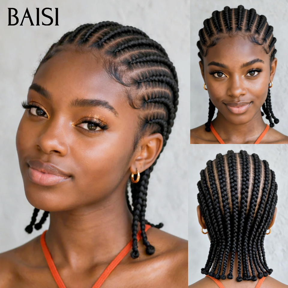BAISI Full Lace Perruque En Natte Pleine Couleur noir 139€ Seulement Modèle Respirante Contre la Chaleur Idéale pour l'Eté en 100% Cheveux Humains