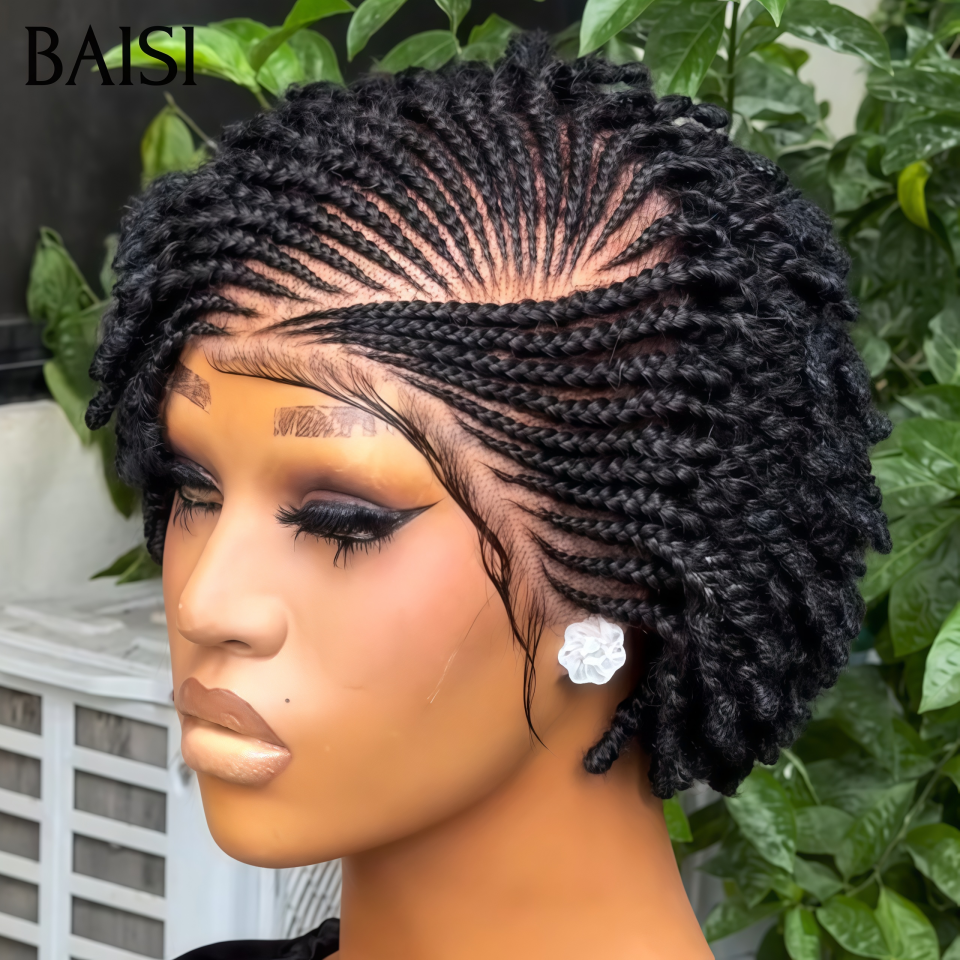 BAISI 13x4 lace Perruque Bob Coiffée Avec Nattes Dessins Paon Très Attrayantes 115€ Seulement en 100% Cheveux Humains