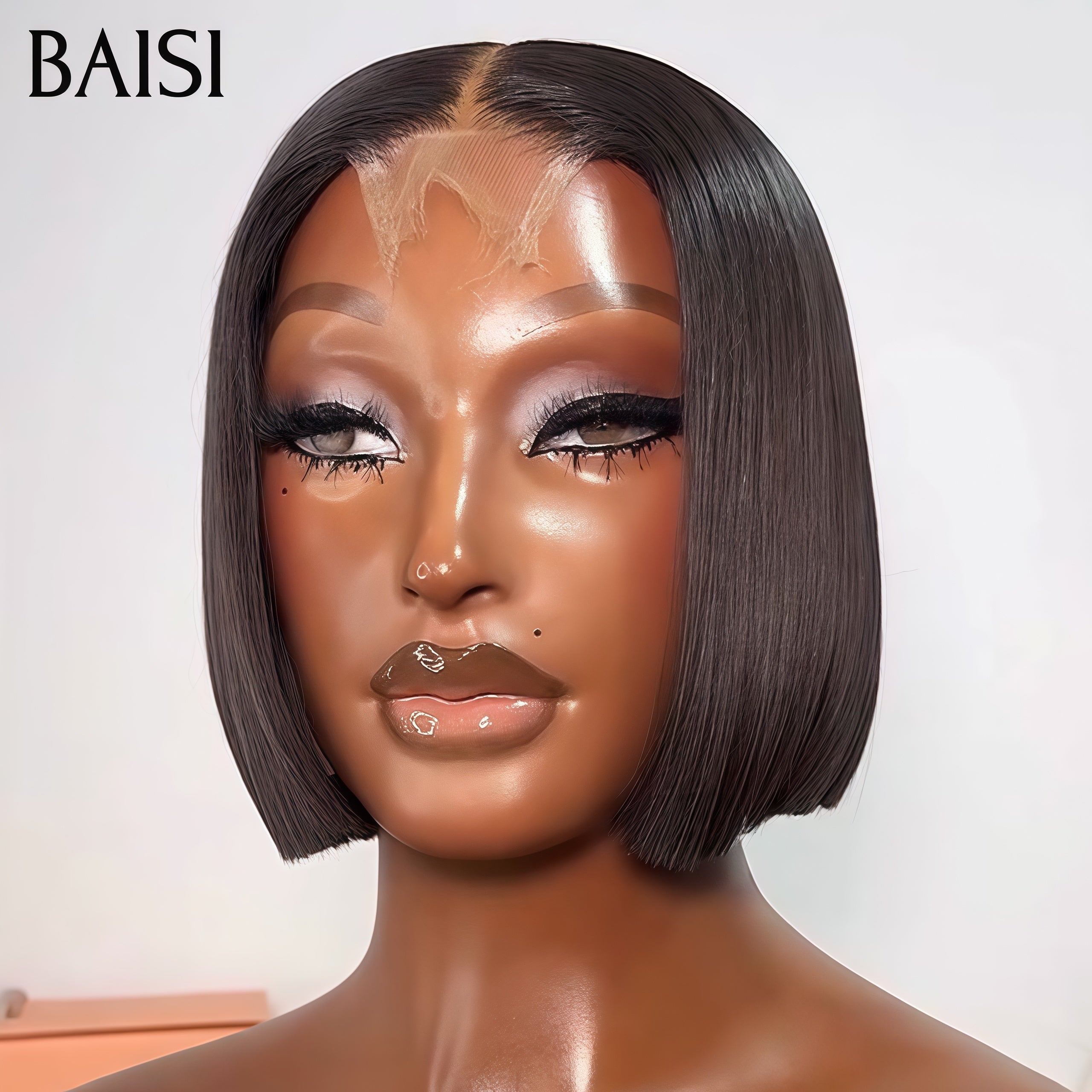 BAISI 2x6 Lace Perruque BOB Lisse 8 Pouces Noir 79€ Ou Couleur Marron dorée 4/33# 95€ Qualité Authentique En 100% Cheveux Humains