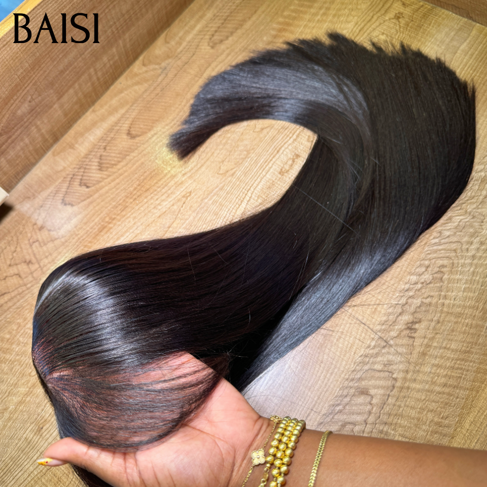 BAISI Perruque Lisse de luxe avec Frange NOIR Vietnam Hair SDD bone straight 200% Densité Le Luxe A Prix Raisonable en 100% Cheveux Humains