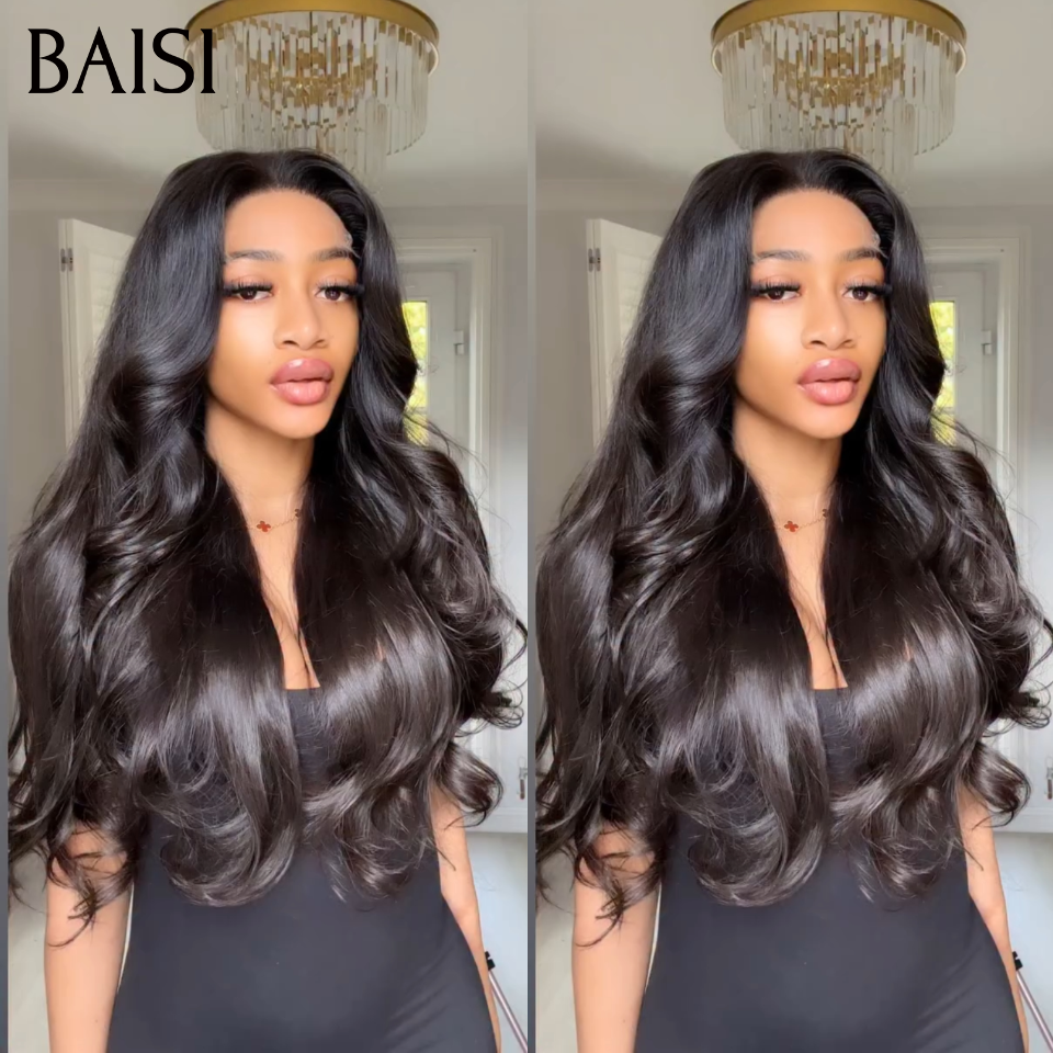 BAISI Lot 2 Perruques PROMO en France Ondulée 20P + Curly Avec Frange 10P 199€ Couleur Noir Pratique Au Quotidien en 100% Cheveux Humains Reçu 48H TVA 0€