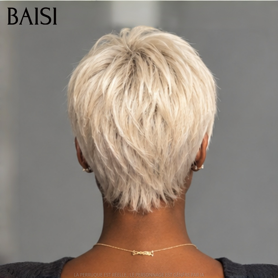 BAISI pixie sans colle sans lace blonde fabriqué à la machine en 100% cheveux humains