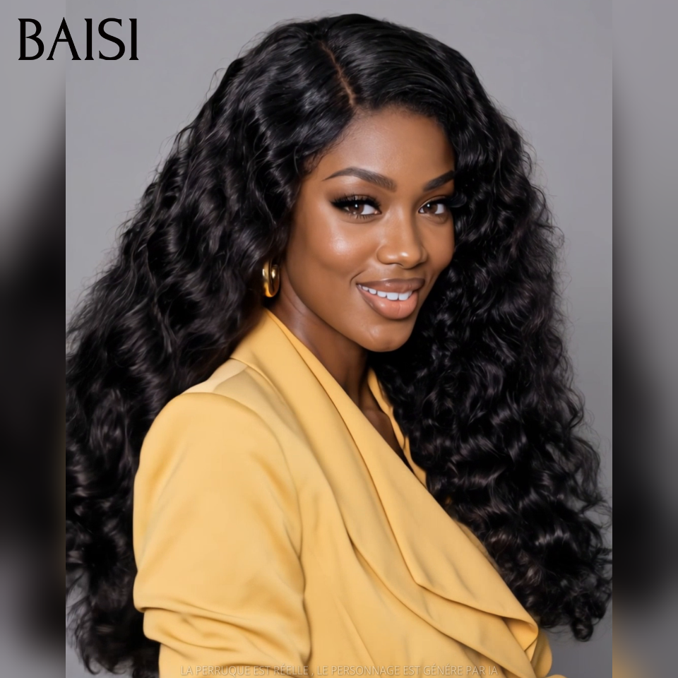 BAISI 5x5 HD Lace Perruque Bouncy Curl 22Pouces 259€ Couleur Noir 1B# Beaucoup de Volume 350% Densité Qualité Unique et Authentique en 100% Cheveux Humains