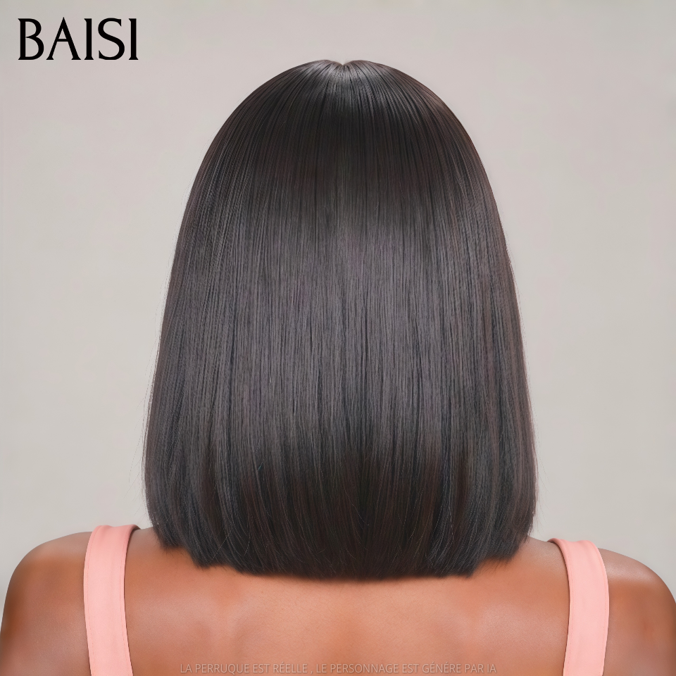 BAISI 13x4 Lace Perruque Bob Lisse 12Pouces A Partir de 98€ Couleur Noir 1B# Sans Colle Tout le Monde Aime en 100% Cheveux humains