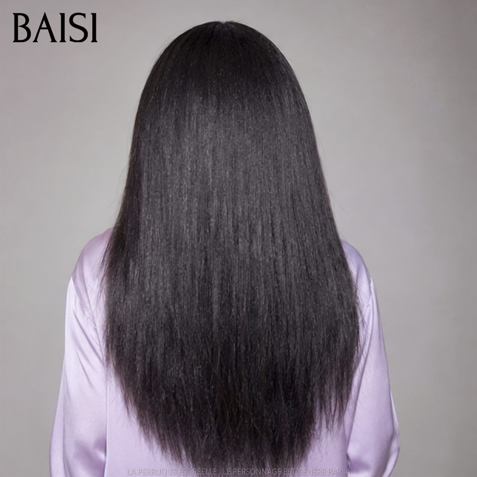 BAISI 360 Lace Perruque Kinky Straight 360 Lace invisible et réglable Avec Cordon Pas Besoin de Colle Lace Deja Couper Différents Styles Au Quotidien en 100% Cheveux Humains