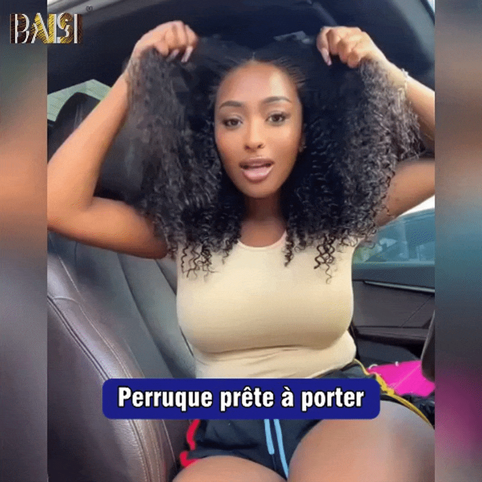 BAISI 13X4 Frontal lace perruque Afro Curly 16 Pouce 300% Densité Sans Colle Lace déjà couper en haut de gamme avec les Baby Hair naturel 100% vrais cheveux humains avec 4C Hairline