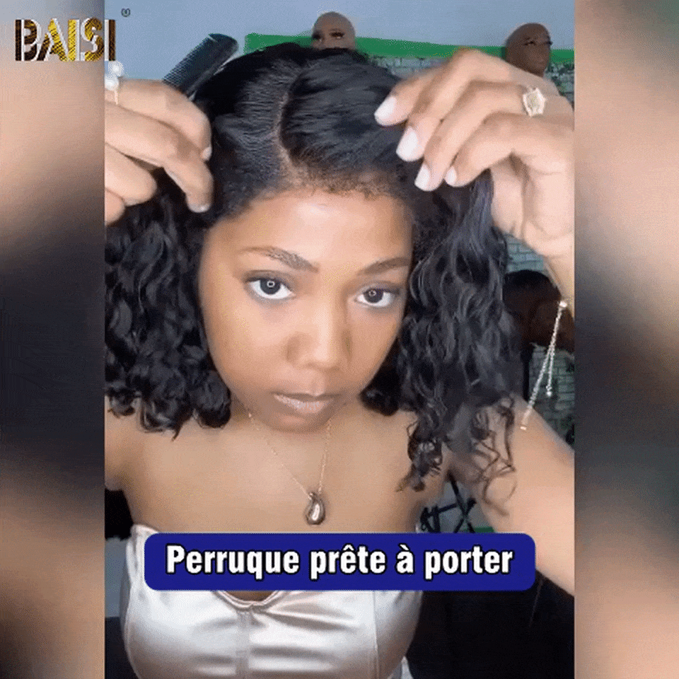 BAISI 13X4 HD lace curly wave en haut de gamme avec Baby Hair Pré-plucked Sans Colle en 100% Raw Hair Lace déjà couper