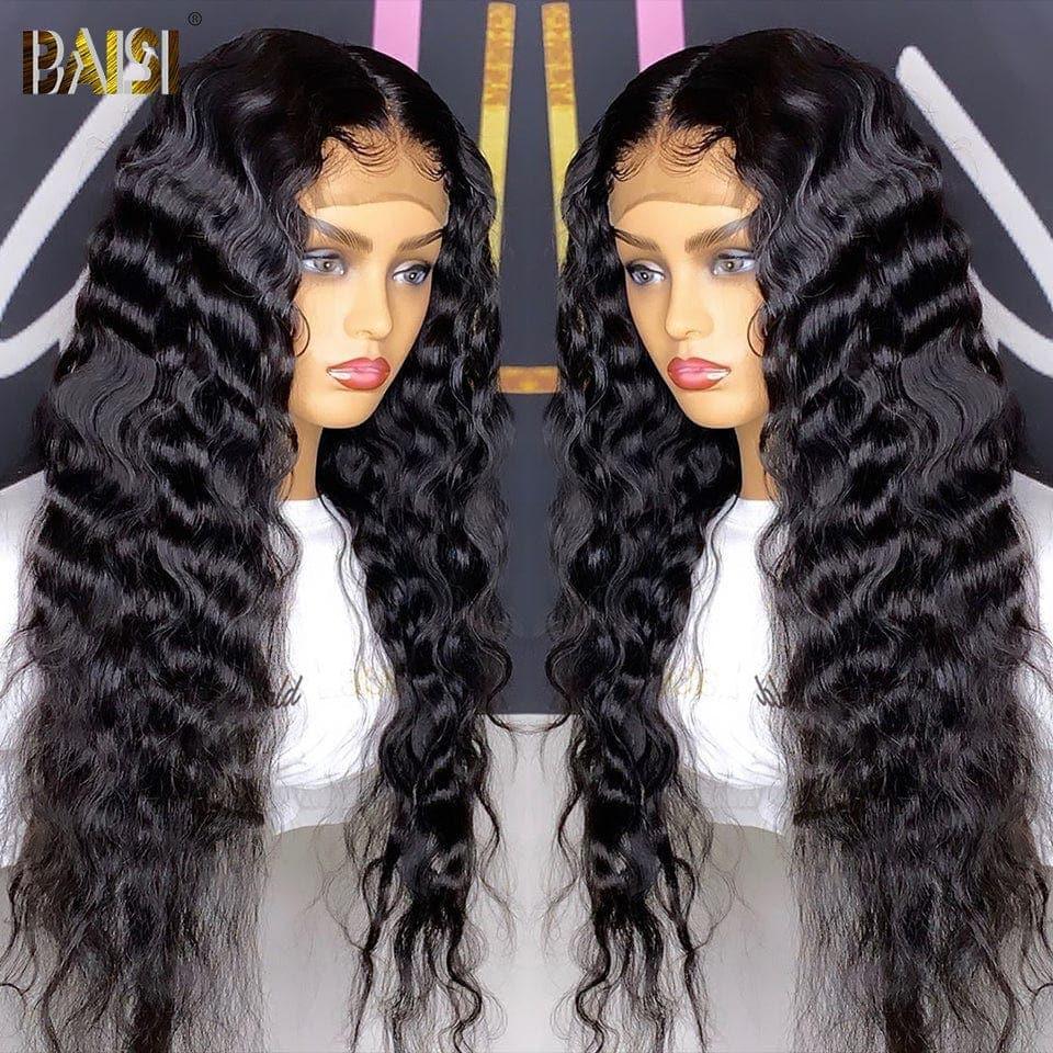 BAISI Compre 2 perucas no mínimo ao preço de fábrica, peruca Deep Wave 4x4 closure do fornecedor, 100% cabelo humano, cabelo indiano e brasileiro (sem código)