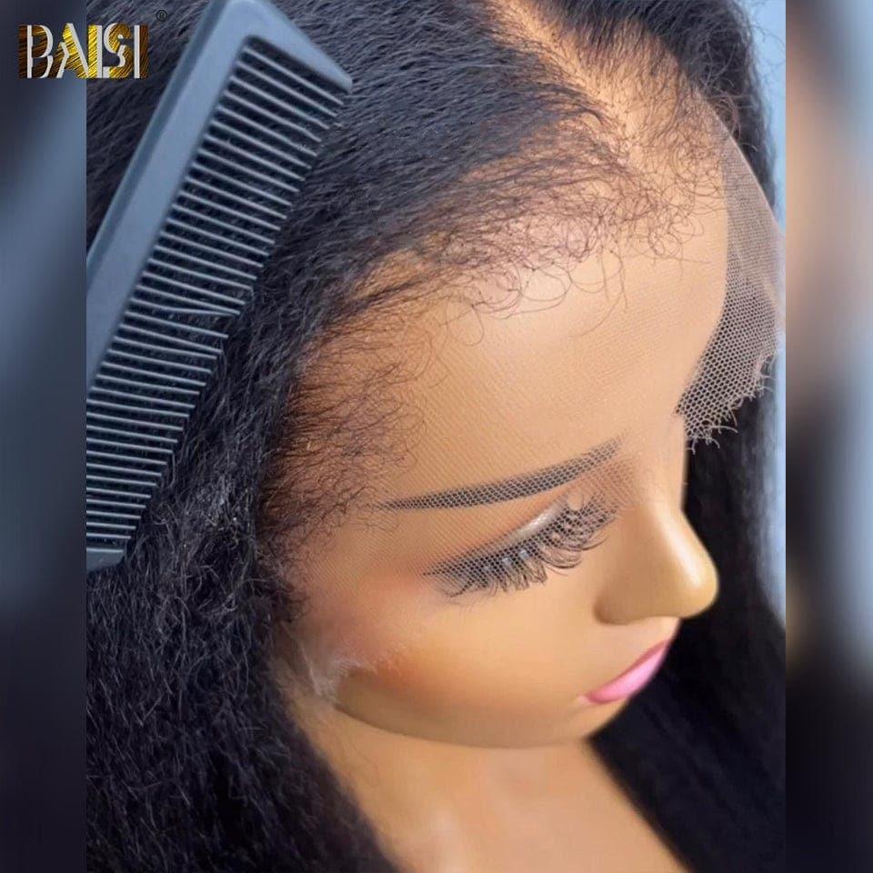 BAISI Acquista almeno 2 parrucche al prezzo di fabbrica fornitore 13X4 HD lace frontal parrucca kinky liscia di alta qualità con Baby Hair naturale in 100% capelli umani veri acquista 2 pezzi e approfitta del prezzo basso (non serve codice)