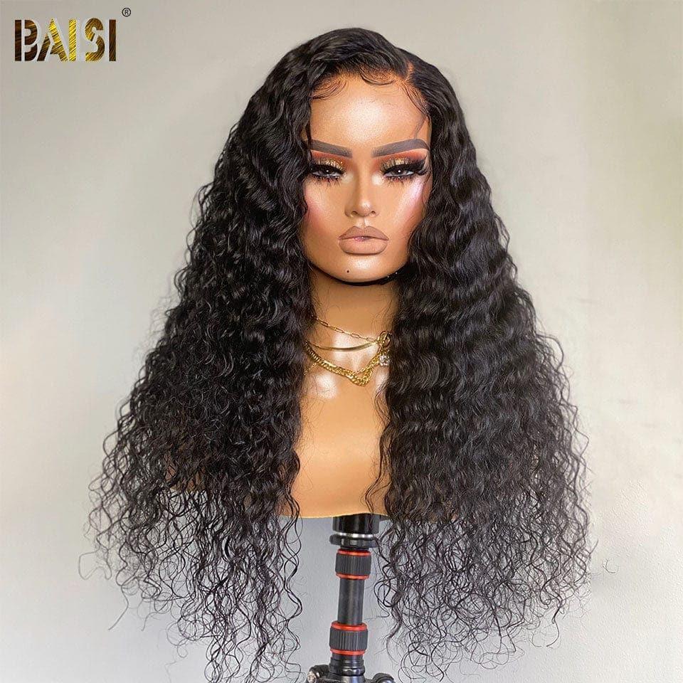 BAISI Compre 2 perucas no mínimo ao preço de fábrica, peruca Deep Wave 4x4 closure do fornecedor, 100% cabelo humano, cabelo indiano e brasileiro (sem código)