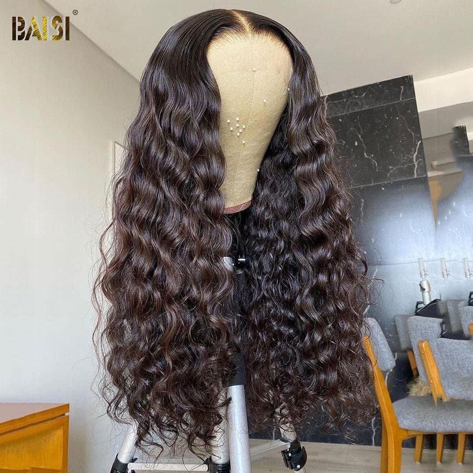 BAISI 12A 13x4 Frontal Lace Perruque Bouclée Natural Wave En 100% Cheveux Humains