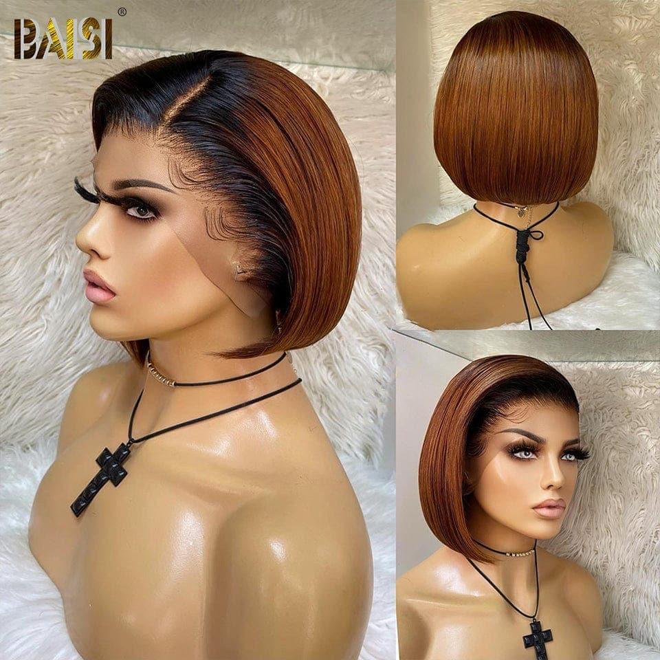BAISI Parrucca Pixie 13X4 lace Frontale Pixie 65€ NERO o Colore T30 in 100% Capelli Umani