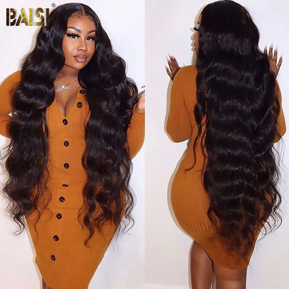 BAISI Achetez 2 perruques minimum au prix d'usine Perruque Naturelle En Lace Frontal Body wave Cheveux Humains