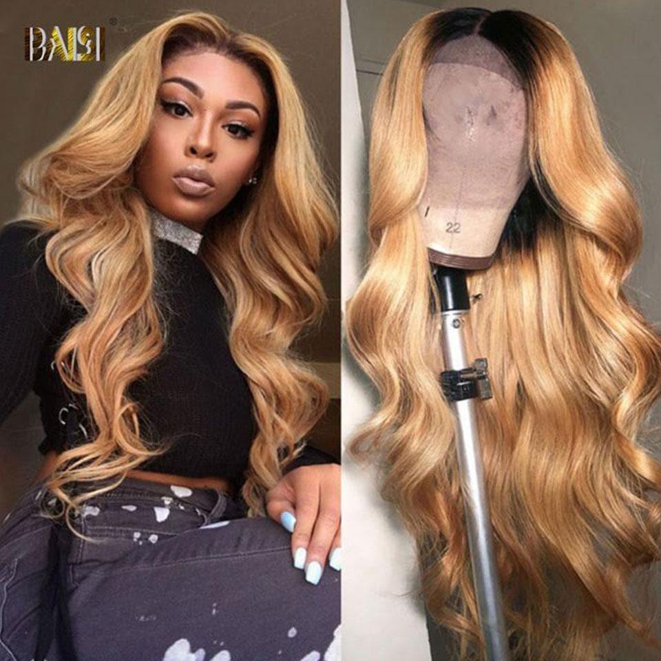 BAISI 13x4 Frontale Lace Perruque Body Wave Marron Claire