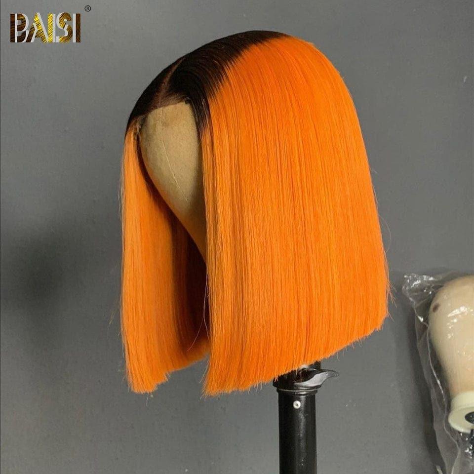 BAISI Lace Frontal Perruque Bob Carrée lisse en Couleur ou Boucles 66€ en 100% Cheveux Humain