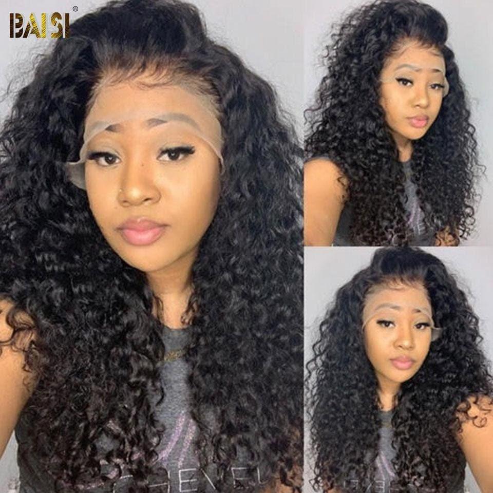 BAISI Bouclé Deep Wave 13x4 Densité 250% avec frontale Perruque de luxe haute de gamme plus de 10 ans d' utilisation