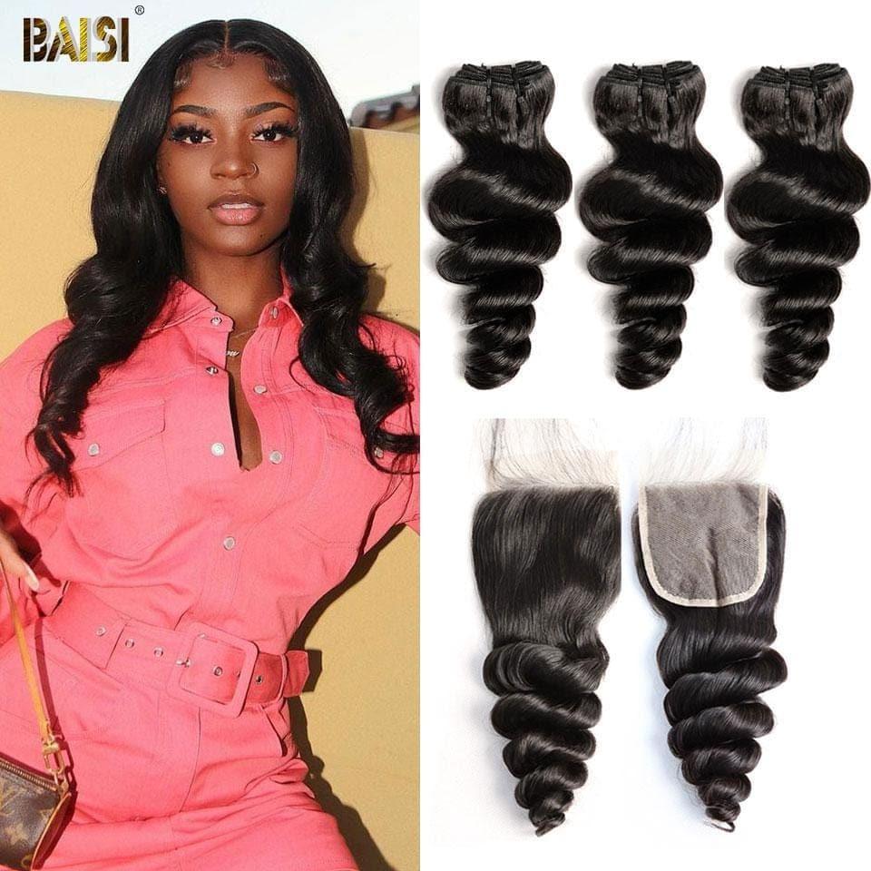 BAISI 10A Tissage Avec Closure/Frontal En Grand Solde Loose Wave