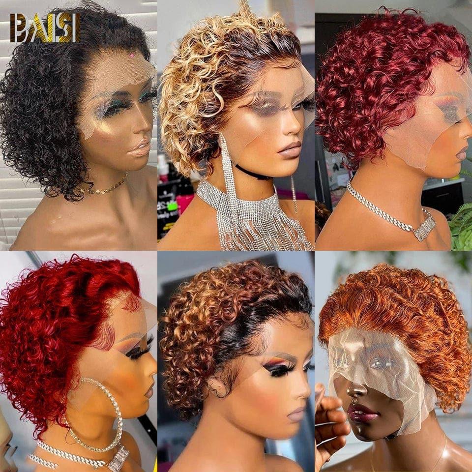 BAISI 13x4 Lace Perruque Curly En Couleur Variée bordeaux en 100% Cheveux Humains en Mèche Indian Brésilien