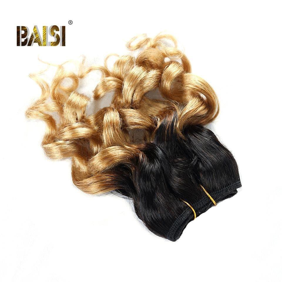 BAISI 8A Tissage Brésilien Cheveux Vierges Bouclé Noir 1B#30 1B#27 Water Wave 8-12 pouces