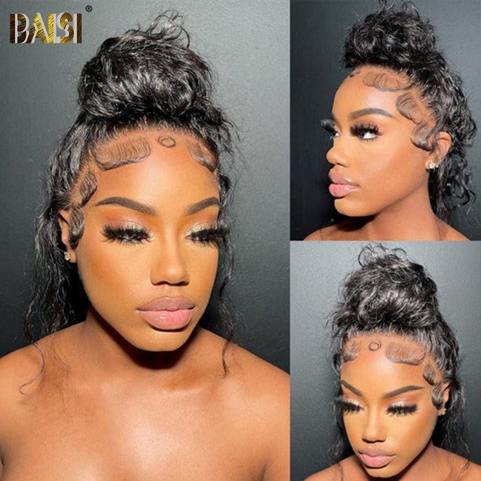BAISI Compre 2 perucas no mínimo ao preço de fábrica do fornecedor BAISI Peruca Upgrade Invisible Strap 360 Frontal encaracolada ajustável Pré-depilada Sem necessidade de cola 250% densidade em 100% Raw Hair Lace já cortada