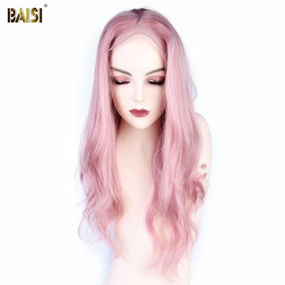 BAISI Perruque Rose Perruque Personnalisée Ondulée Body Wave De Haute Qualité Cheveux Humains