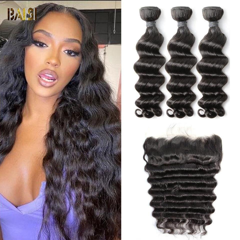 BAISI 10A Tissage Avec Closure/Frontal En Grand Solde Natural Wave
