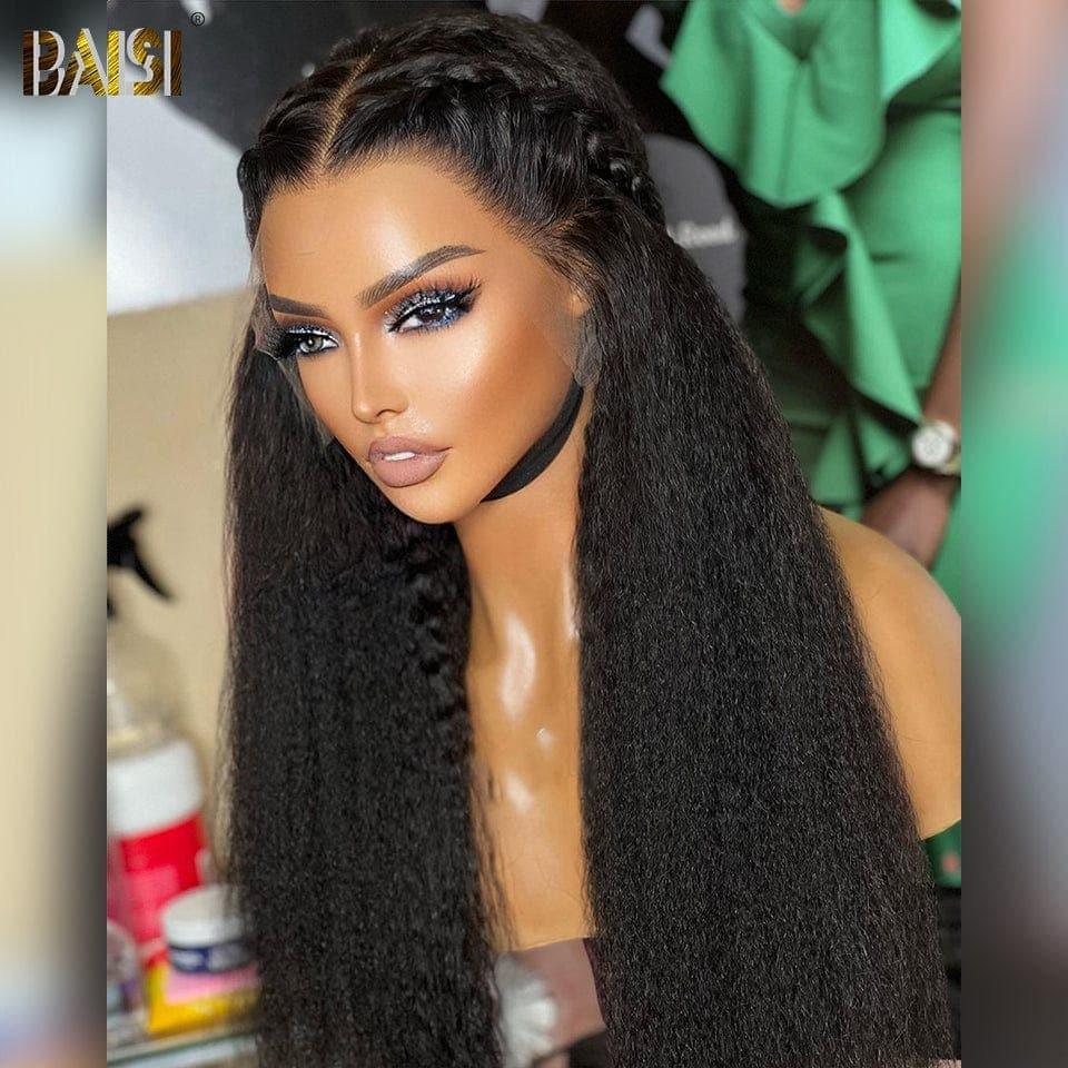 BAISI Achetez 2 perruques minimum au prix d'usine fournisseur 13x4 Lace Frontal Perruque Kinky Straight Sans Colle Lace déjà couper Facile à Porter en 100% Raw Hair
