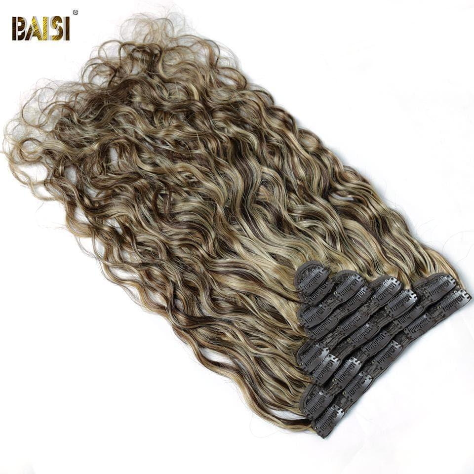 BAISI Extensions À Clips F#4-#27 Body Wave En 100% Cheveux Humains 8 Pièces et 120G Par Lot