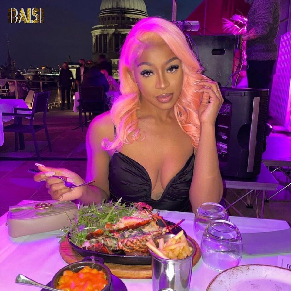 BAISI Perruque Top Modèle Perruque Blonde Body Wave avec Lace Frontal 18 pouces