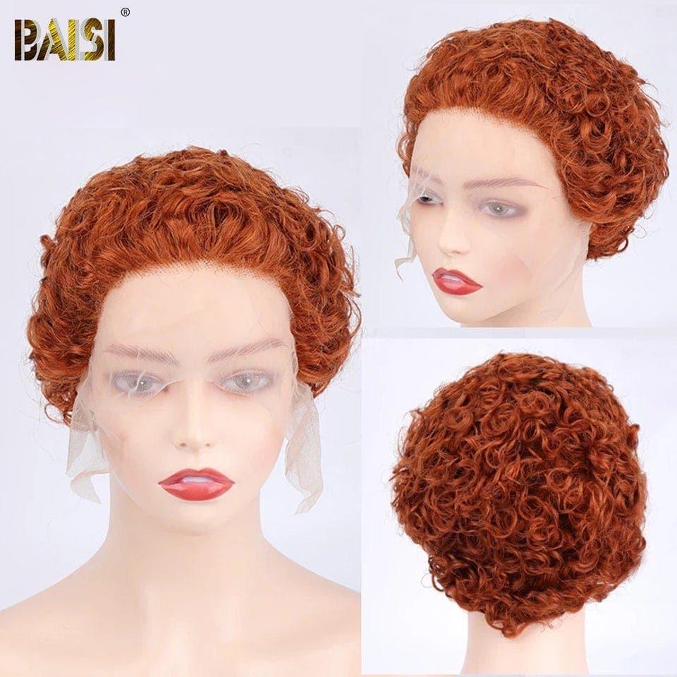 BAISI 13x4 Lace Perruque Curly En Couleur Variée bordeaux en 100% Cheveux Humains en Mèche Indian Brésilien