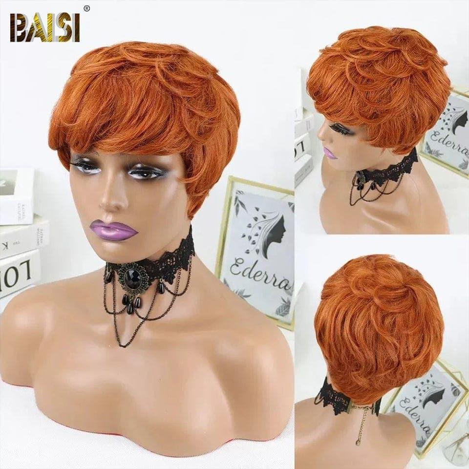 BAISI Parrucca Pixie Liscia 4 Colori Realizzata a Macchina nero 45€ in 100% Capelli Umani
