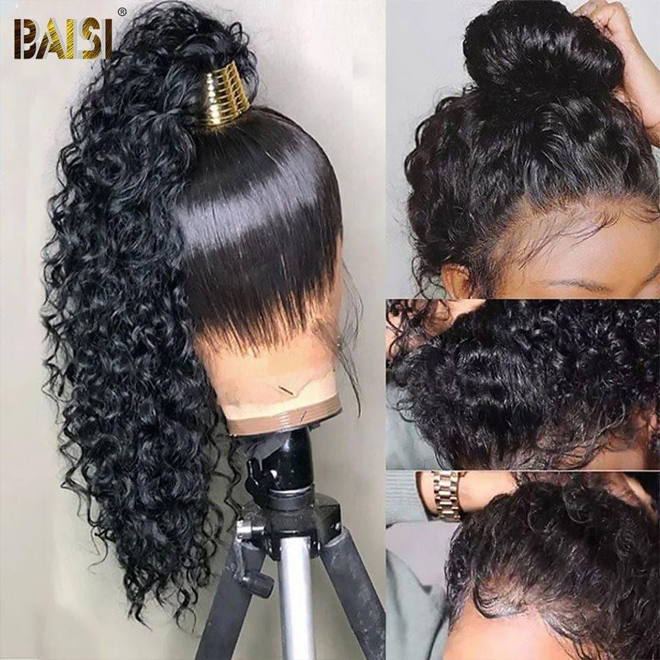 BAISI Compre 2 perucas no mínimo ao preço de fábrica do fornecedor BAISI Peruca Upgrade Invisible Strap 360 Frontal encaracolada ajustável Pré-depilada Sem necessidade de cola 250% densidade em 100% Raw Hair Lace já cortada