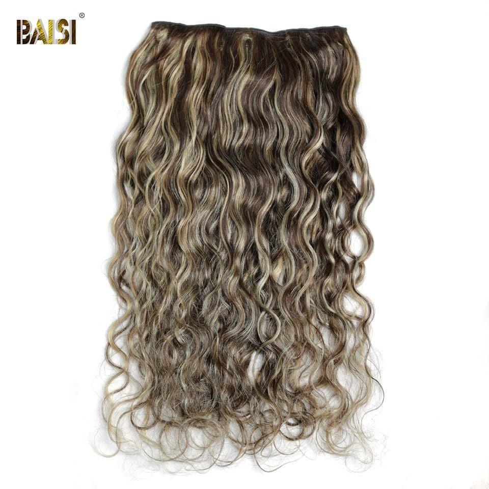 BAISI Extensions À Clips F#4-#27 Body Wave En 100% Cheveux Humains 8 Pièces et 120G Par Lot