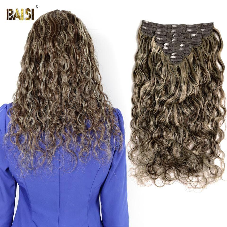 BAISI Extensions À Clips F#4-#27 Body Wave En 100% Cheveux Humains 8 Pièces et 120G Par Lot