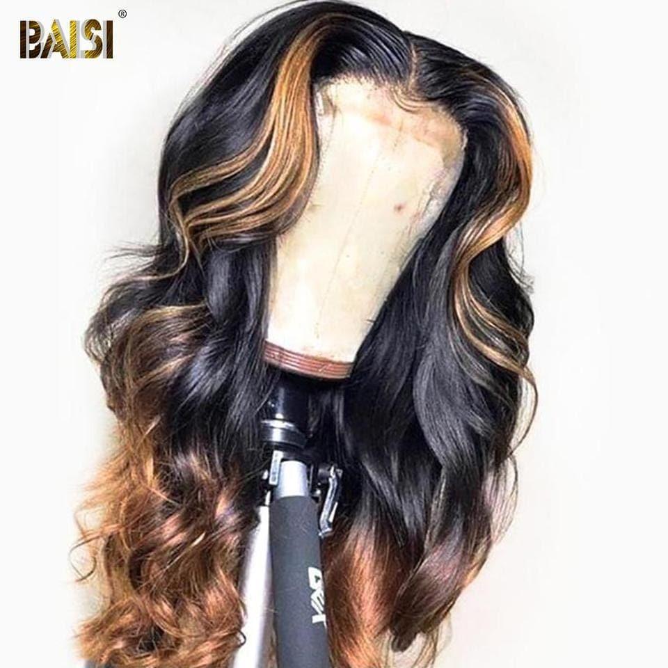Perruque Lace Front Brésilienne Honey Blonde Ombre Brun Avec Highlight En Cheveux Humains PrePlucked Ondulée Body Wave
