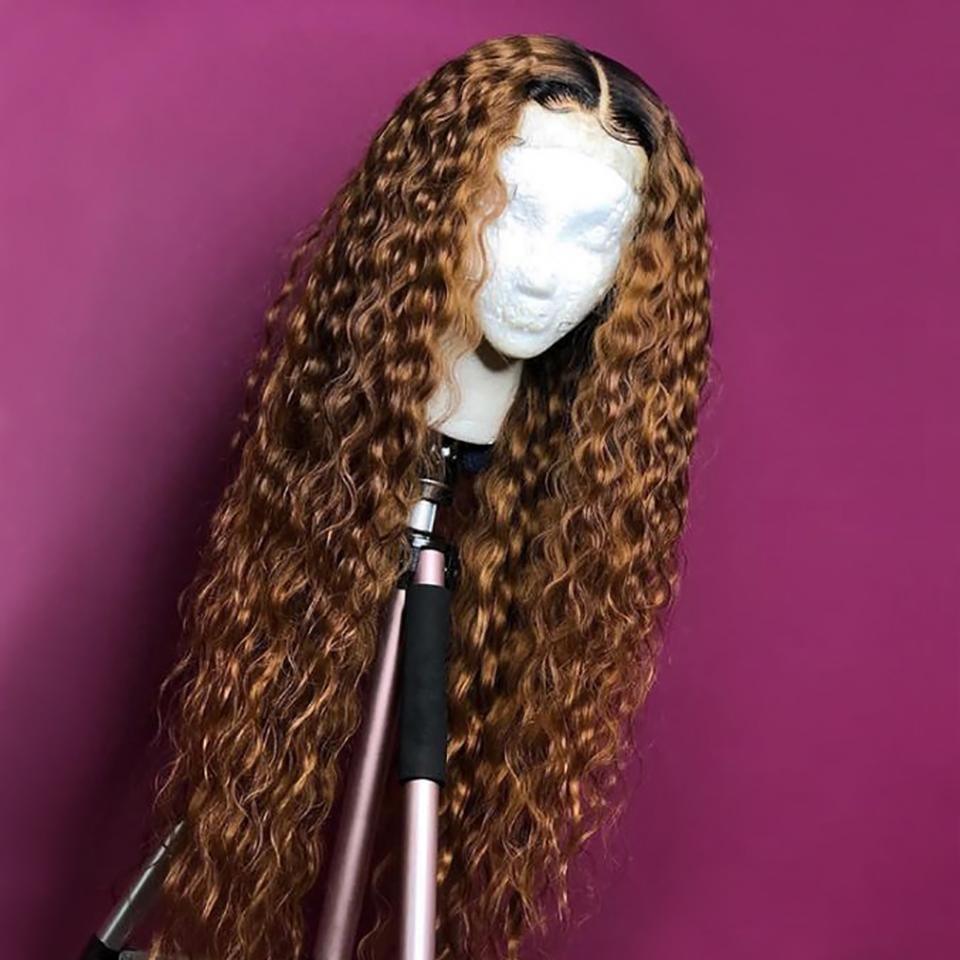 BAISI Perruque En Cheveux Humains Ondulée Deep Wave Couleur 1B30# Avec Racines Sombres Cheveux Du Bébé Pre Plucked