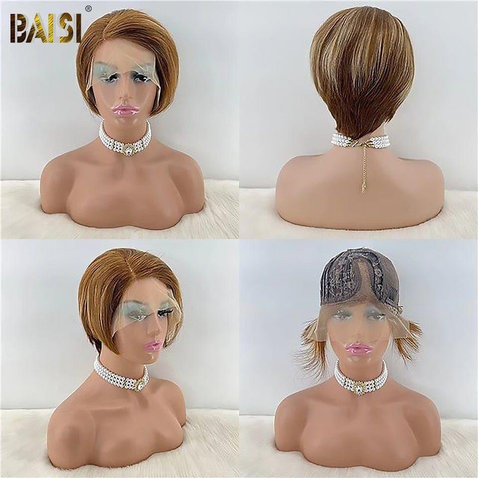 BAISI Achetez 2 perruques minimum au prix d'usine fournisseur Perruque Pixie En Couleur Variée en 100% Cheveux Humains en Mèche Indian Brésilien (Pas Besoin de Code)