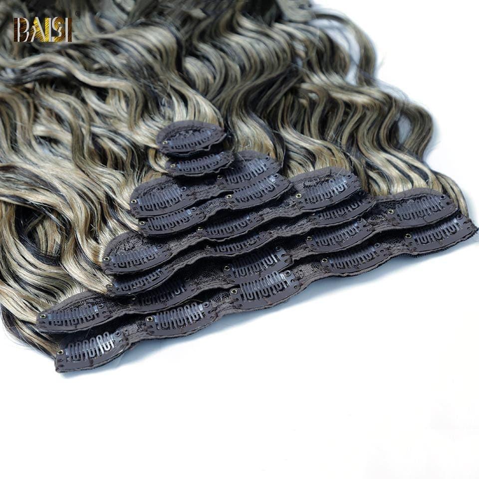 BAISI Extensões de clip T1B#4-#27 Body Wave em 100% cabelo humano 8 peças e 120 g por lote