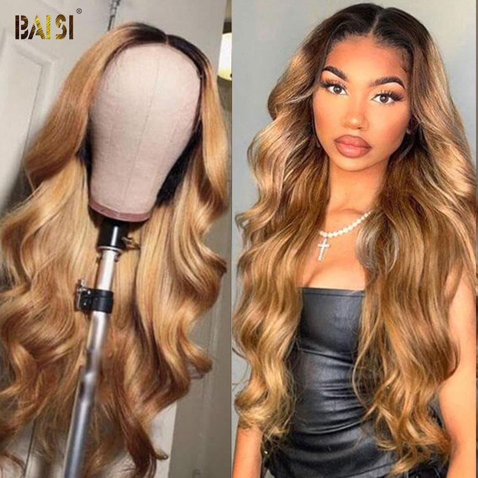 BAISI 13x4 Frontale Lace Perruque Body Wave Marron Claire