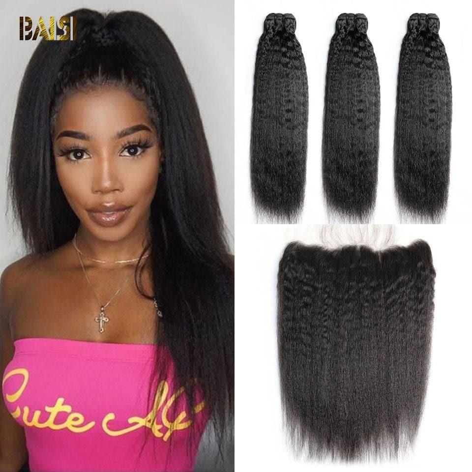 BAISI 10A Tissage Avec Closure/Frontal En Grand Solde Kinky Straight